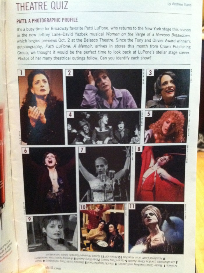 A Little Night Music - Playbill - Patti Lupone Theatre Quiz