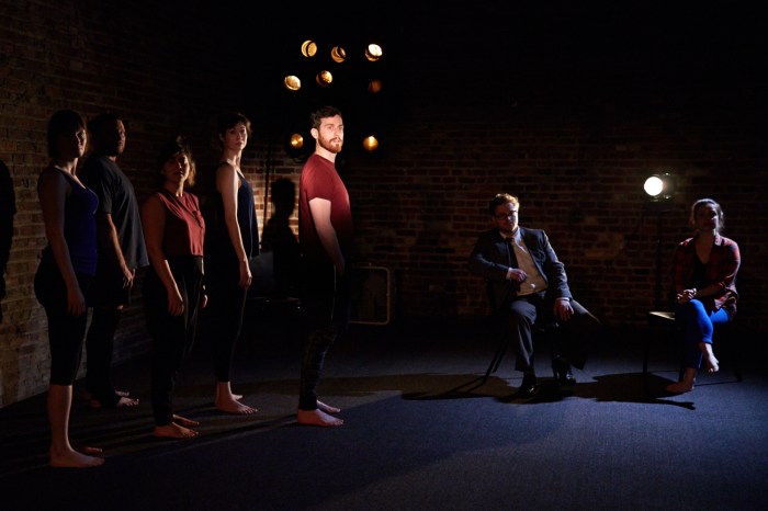 Pictured: Emily Marro, Harlan Alford, Sam Corbin, Anastasia Olowin, Jon Riddleberger, Nathaniel Basch-Gould, Lauren Swan-Potras Photography by Suzi Sadler