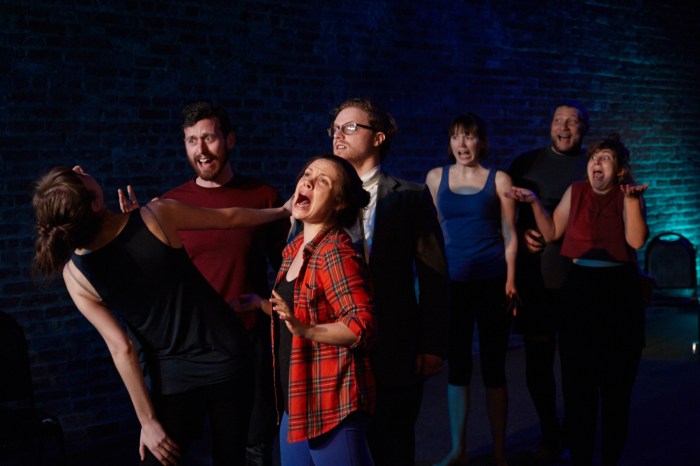 Pictured: Anastasia Olowin, Jon Riddleberger, Lauren Swan-Potras, Nathaniel Basch-Gould, Emily Marro, Harlan Alford, Sam Corbin Photography by Suzi Sadler