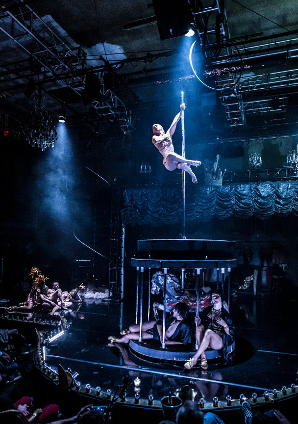 Marcy Richardson as Athena on pole Photo Credit: Mark Shelby Perry